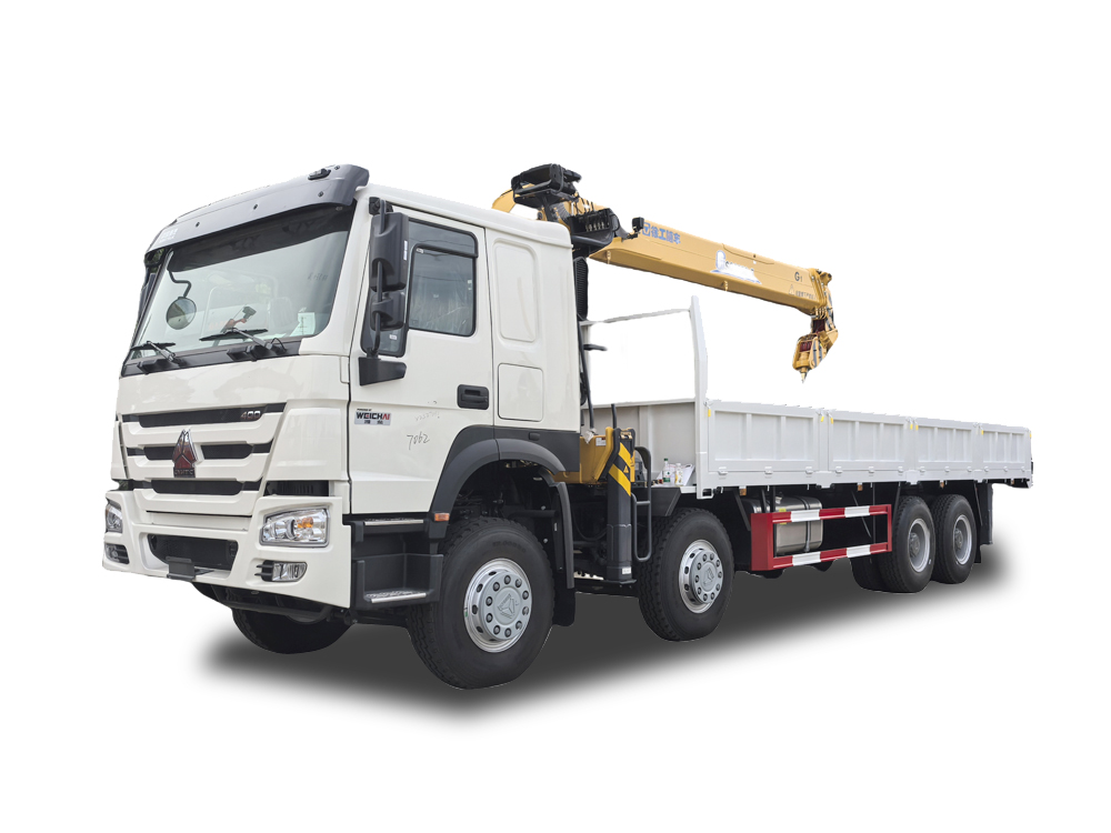 Howo 12 wheels 8x4 LHD truck mounted XCMG straight arm crane 